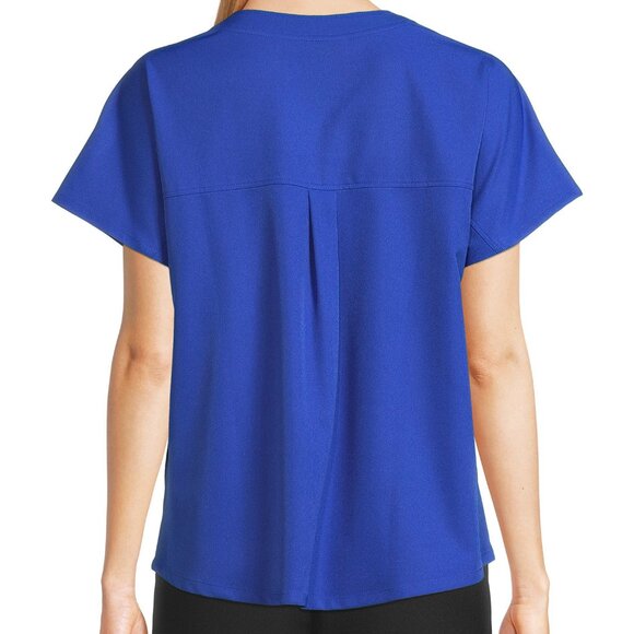 Climate Right V-Neck Scrub Top Silver Ion Anti-Bacterial Womens Sz M Woven Twill - Picture 5 of 10